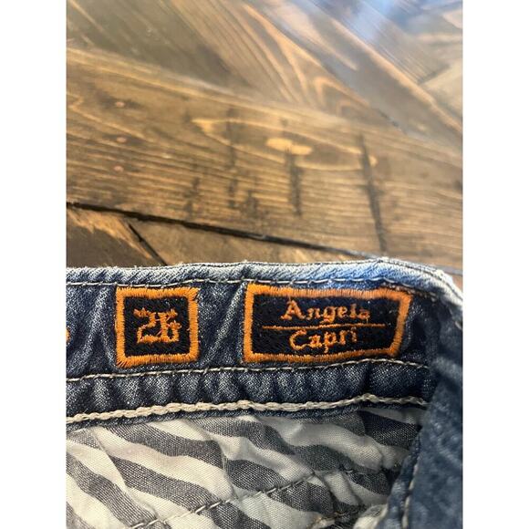 Rock Revival Angela Capri Jeans Women 26 Embellished Western Cowgirl Y2K Stitch - Picture 3 of 15